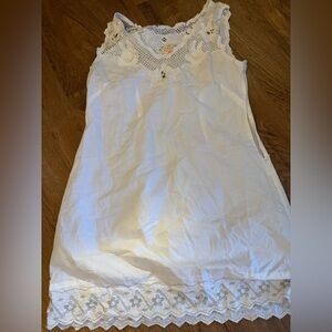 Free People White Sleeveless Lace Accent Side Zip Layer Dress Women Size S